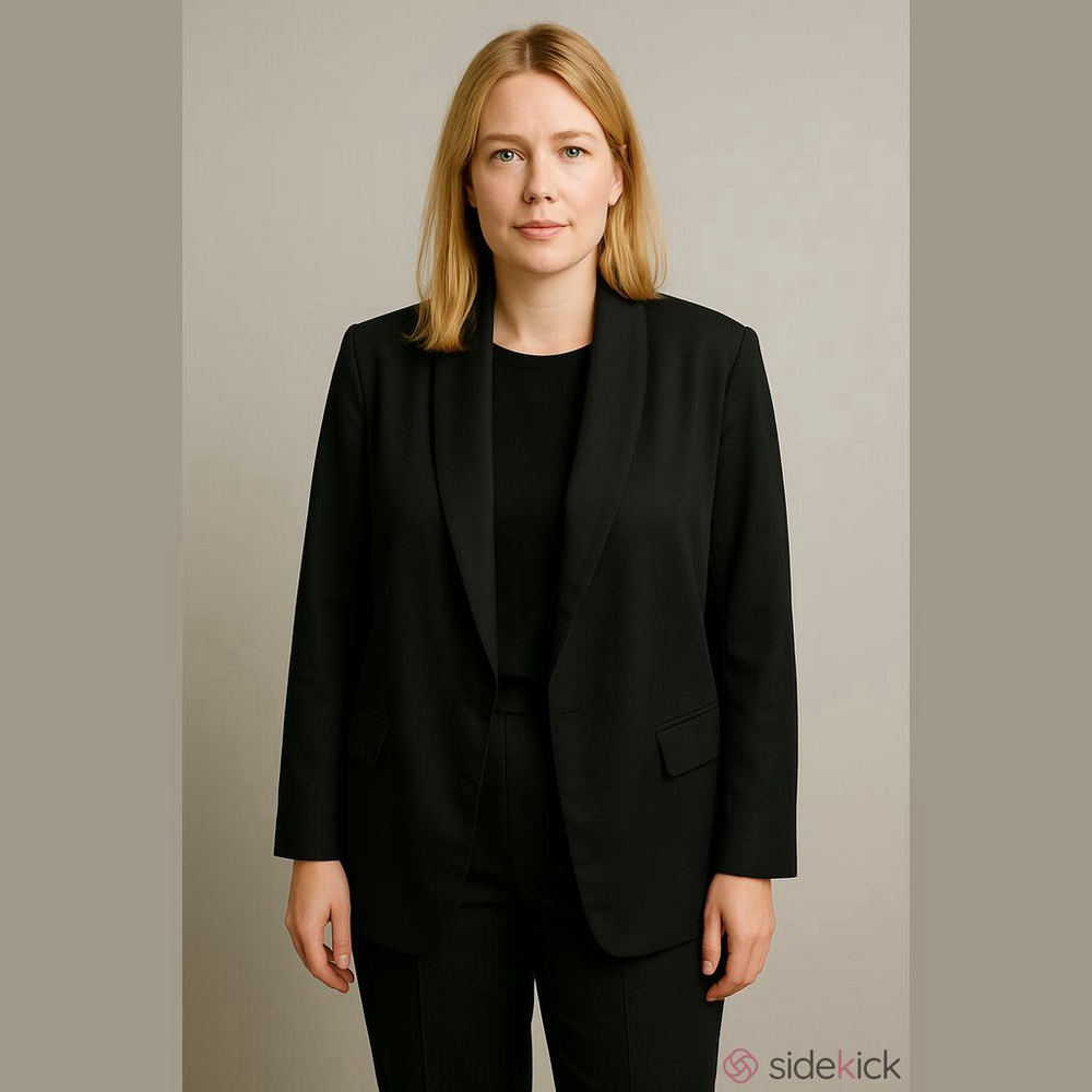 SHEIN Black Shawl Collar Pantsuit